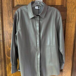 Gray Pleather Button Up